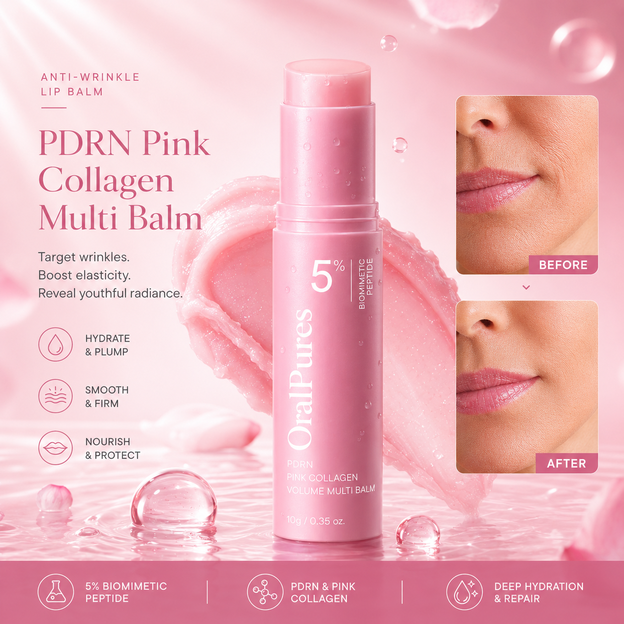 🔥LAST DAY 60% OFF🎁 Korean PDRN Pink Collagen Volume Multi Balm