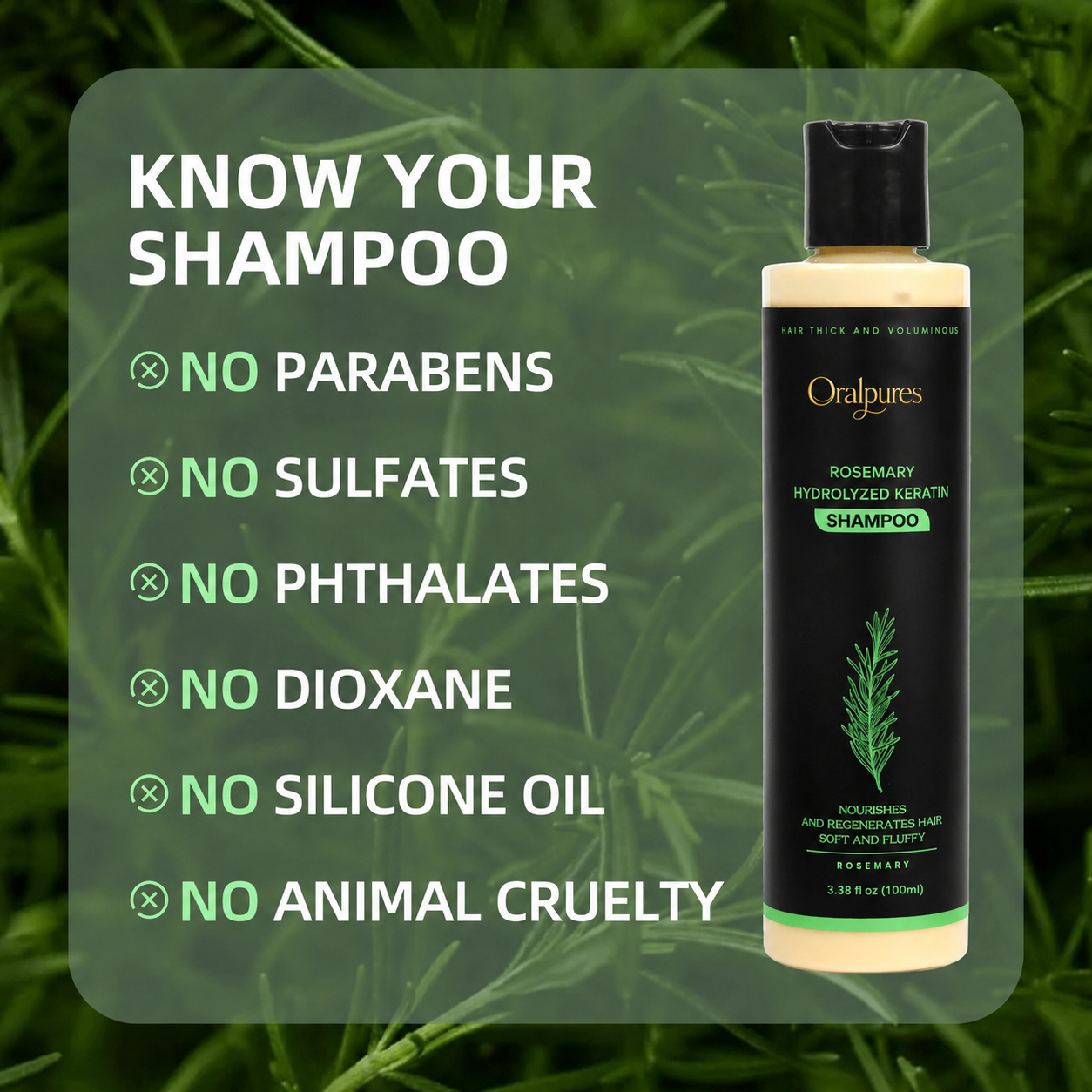 🔥LAST DAY 50% OFF - OralPures Organic Rosemary Hair Growth Shampoo